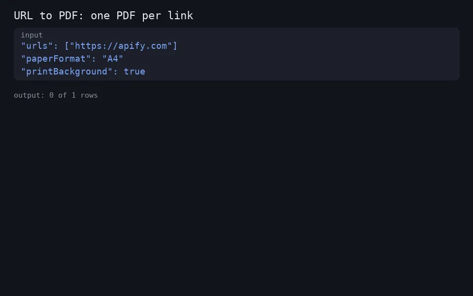 One link in, one PDF row out