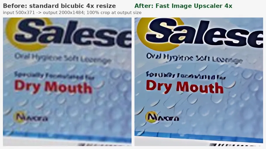 Salese packaging: bicubic vs AI