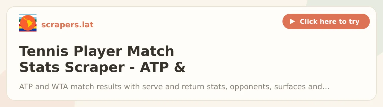 Tennis Player Match Stats Scraper - ATP & WTA Results