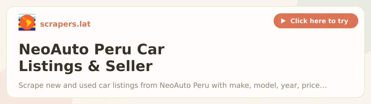NeoAuto Peru Car Listings & Seller Contacts Scraper