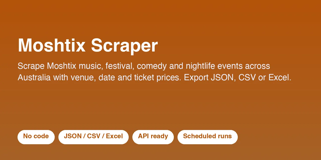 Moshtix Scraper - scrape data with Apify