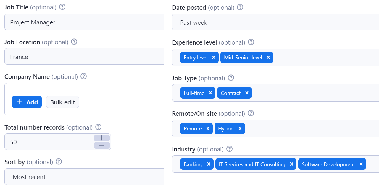 Input settings