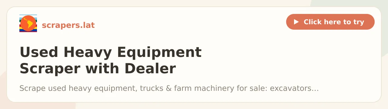 Used Heavy Equipment Scraper with Dealer Contacts