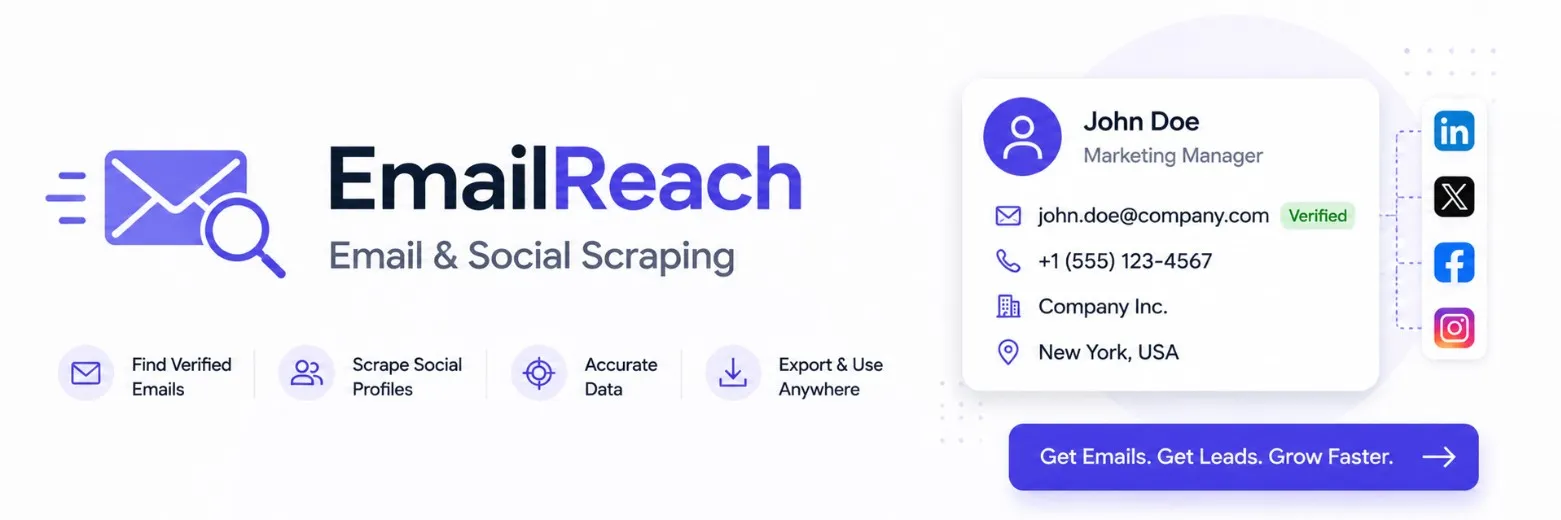 EmailReach Email and Social Scraping