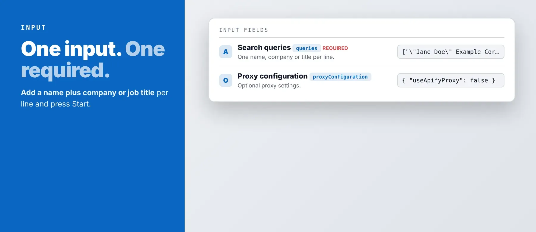 LinkedIn Mass People Profile Finder input fields