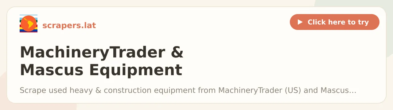 MachineryTrader & Mascus Equipment Scraper + Leads