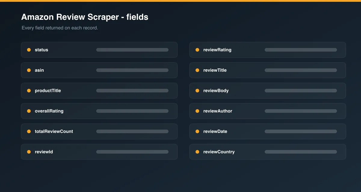 Amazon Review Scraper data fields