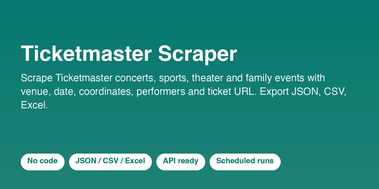 Ticketmaster Scraper - scrape data with Apify