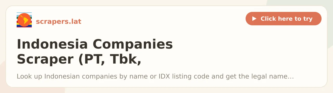 Indonesia Companies Scraper (PT, Tbk, Sector & Address)