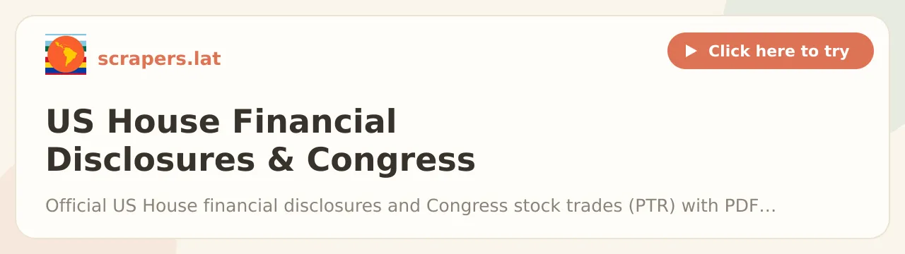 US House Financial Disclosures & Congress Stock Trades (PTR)