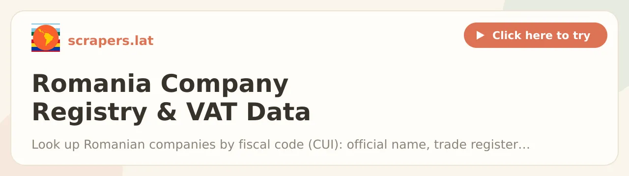 Romania Company Registry & VAT Data Scraper
