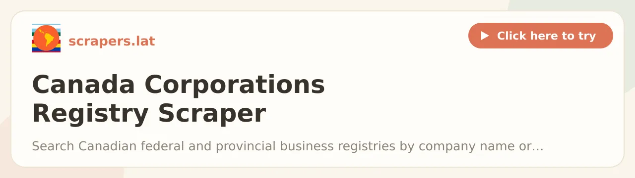 Canada Corporations Registry Scraper (Company Search)