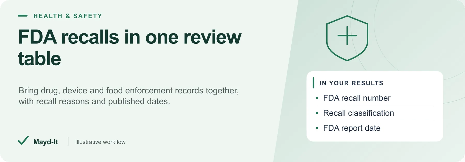 FDA recalls in one review table — illustrative workflow