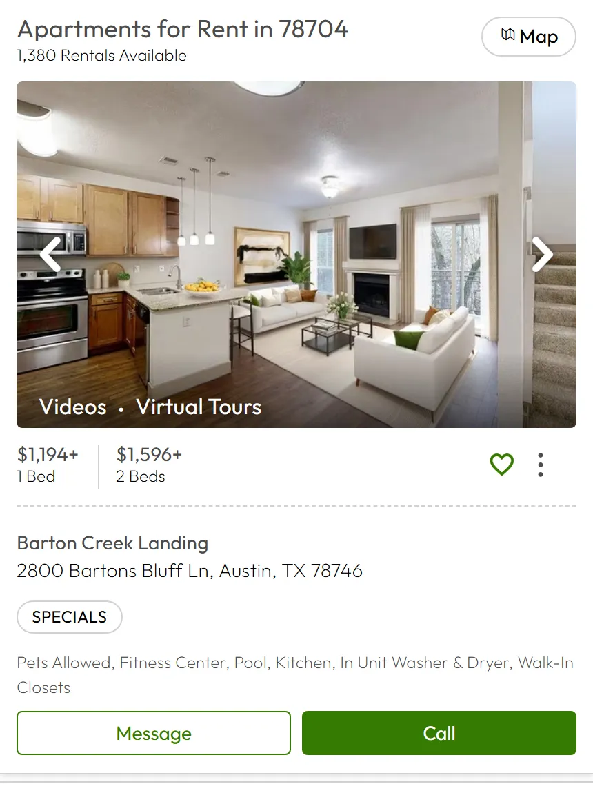Apartments.com search results page that Apartments.com Scraper turns into rows
