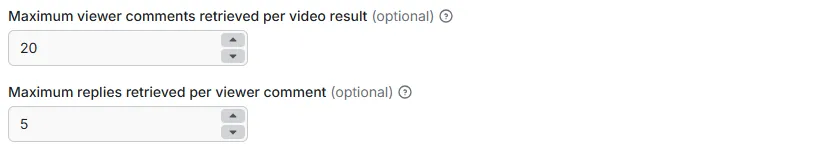 Screenshot: setting comment scraping limits