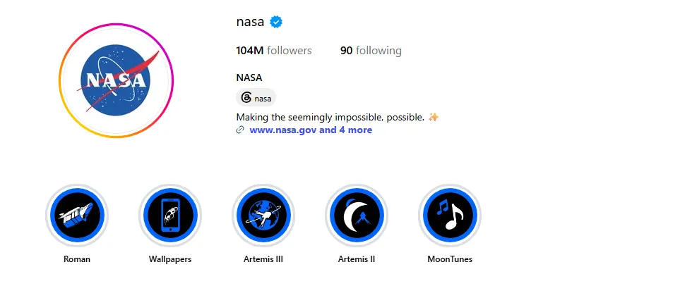 Instagram profile header that Instagram Profile Scraper turns into one row