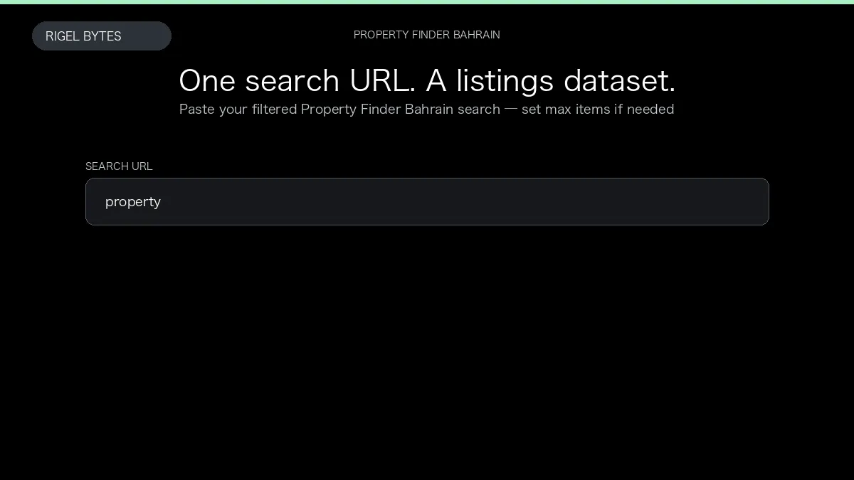Property Finder Bahrain Scraper — input to structured data