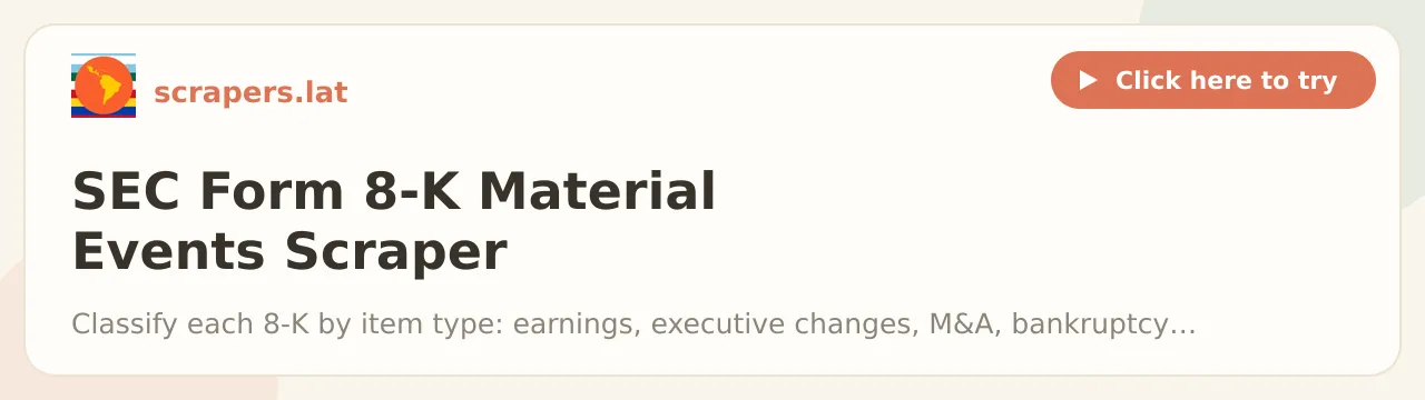 SEC Form 8-K Material Events Scraper
