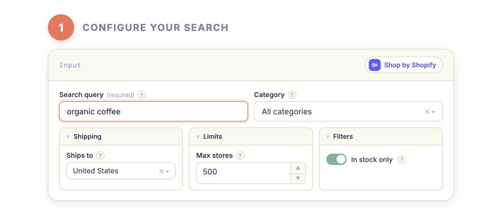Step 1 — Configure your search