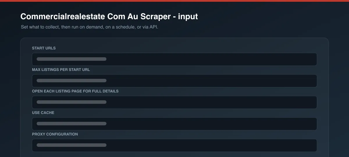 Commercialrealestate Com Au Scraper input options