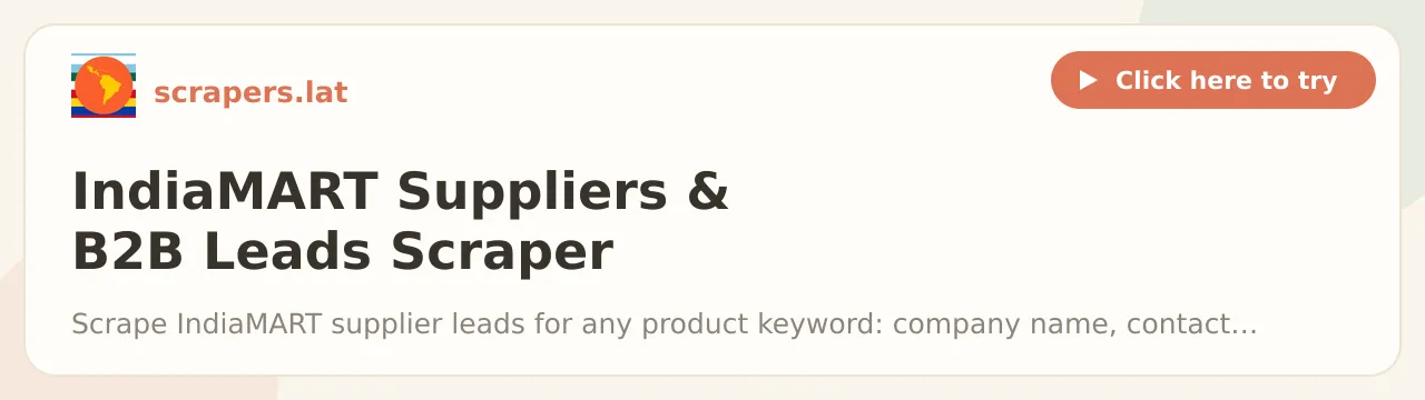 IndiaMART Suppliers & B2B Leads Scraper