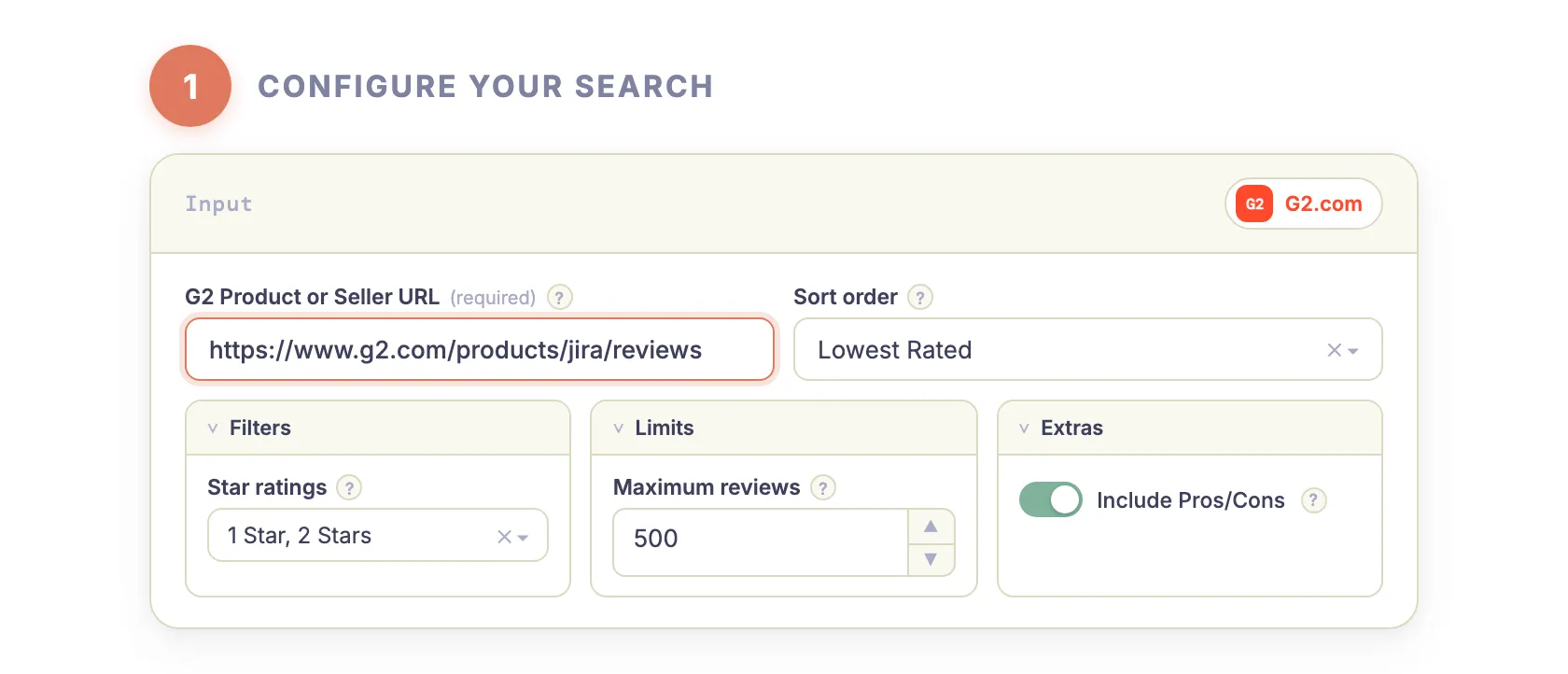Step 1 — Configure your search