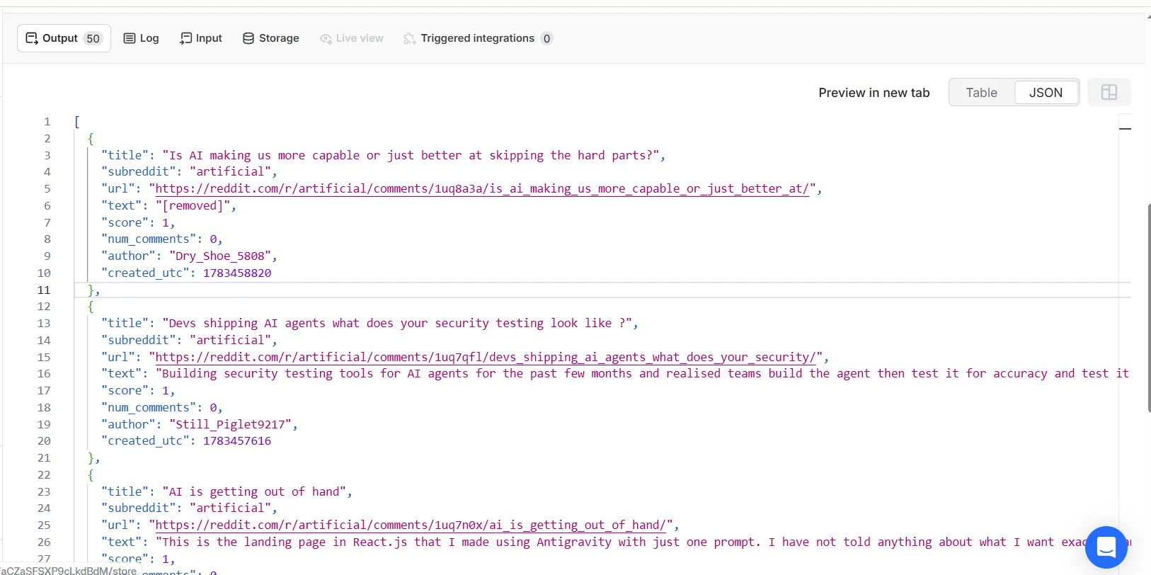 Structured JSON output