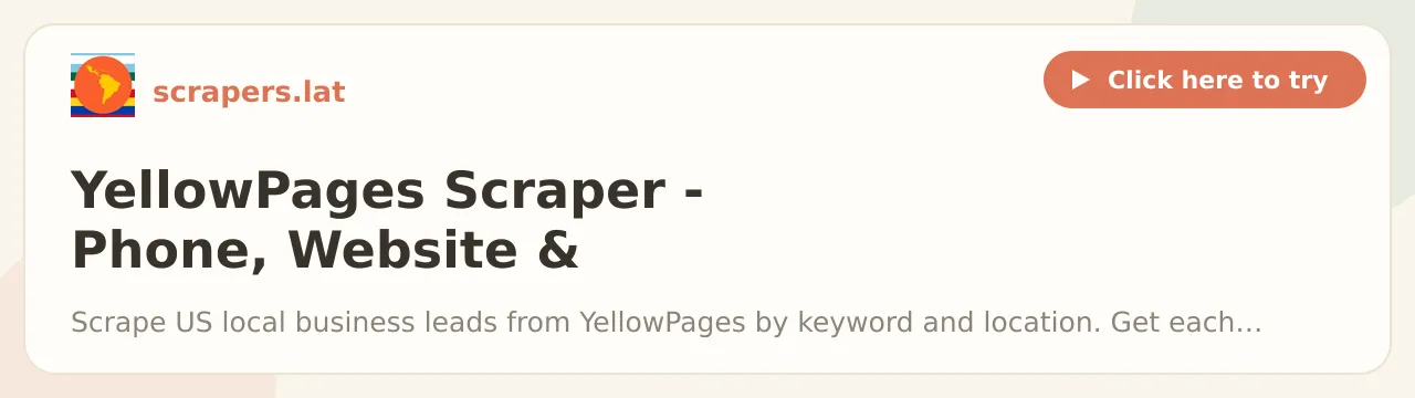 YellowPages Scraper - Phone, Website & Address Leads (US)