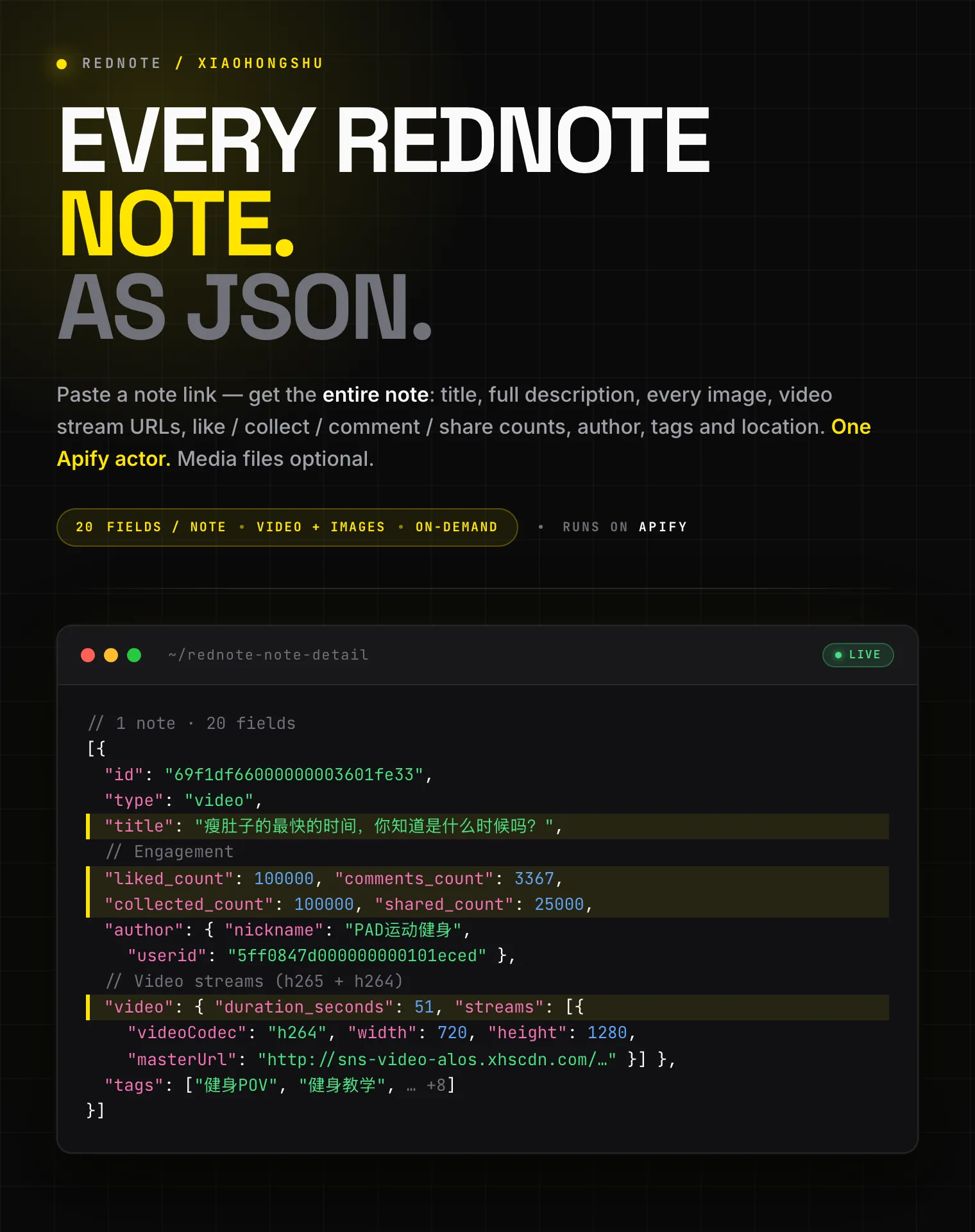 RedNote Note Detail Scraper