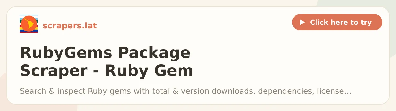 RubyGems Package Scraper - Ruby Gem Downloads & Dependencies