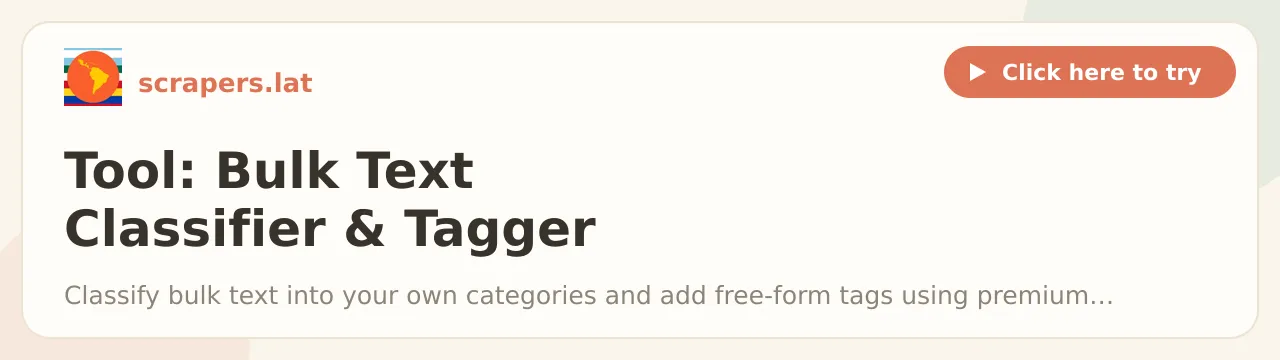 Tool: Bulk Text Classifier & Tagger