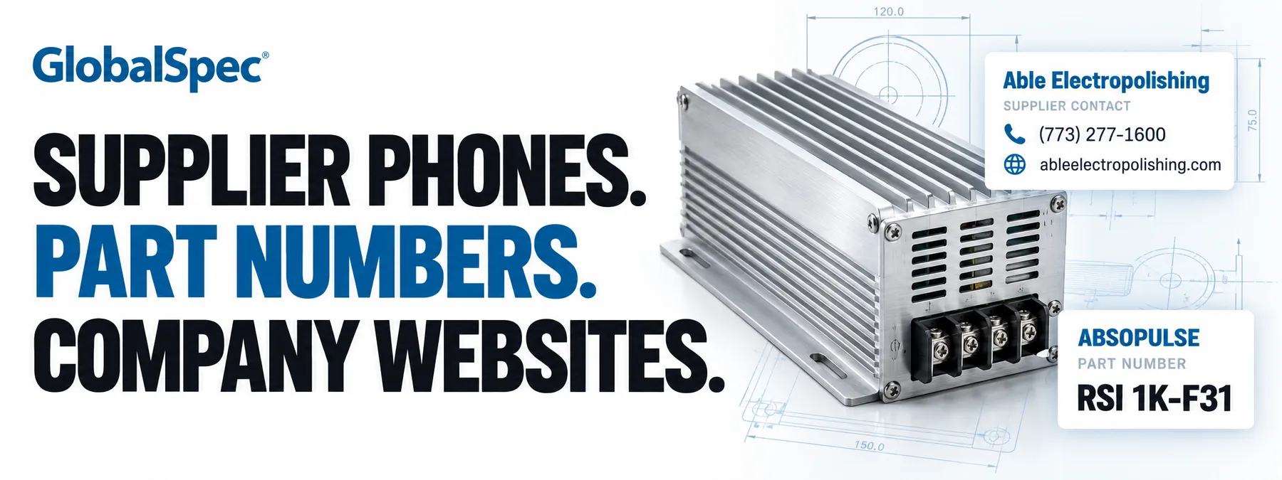 GlobalSpec supplier phones, part numbers and company websites
