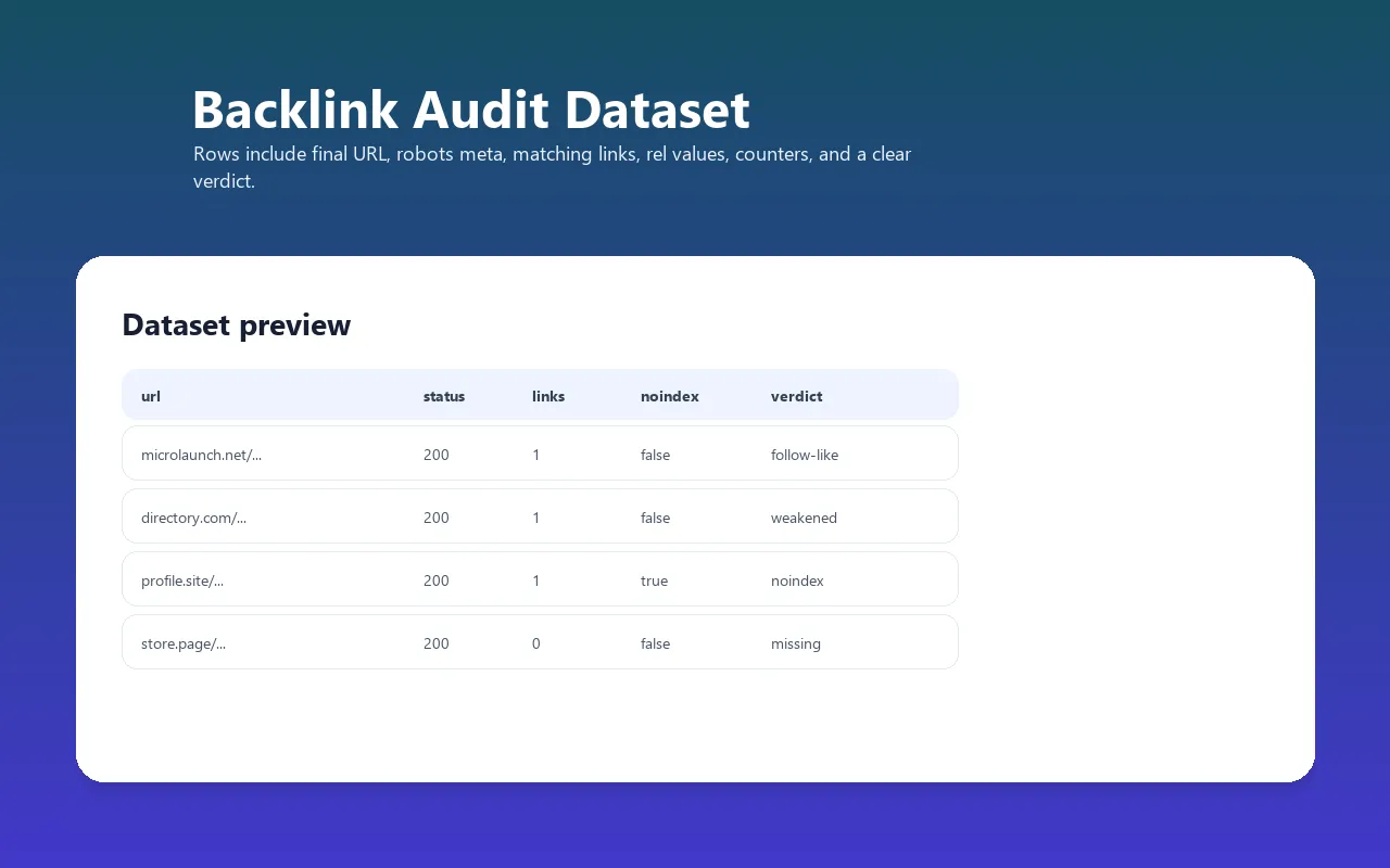 Store Link Auditor dataset preview