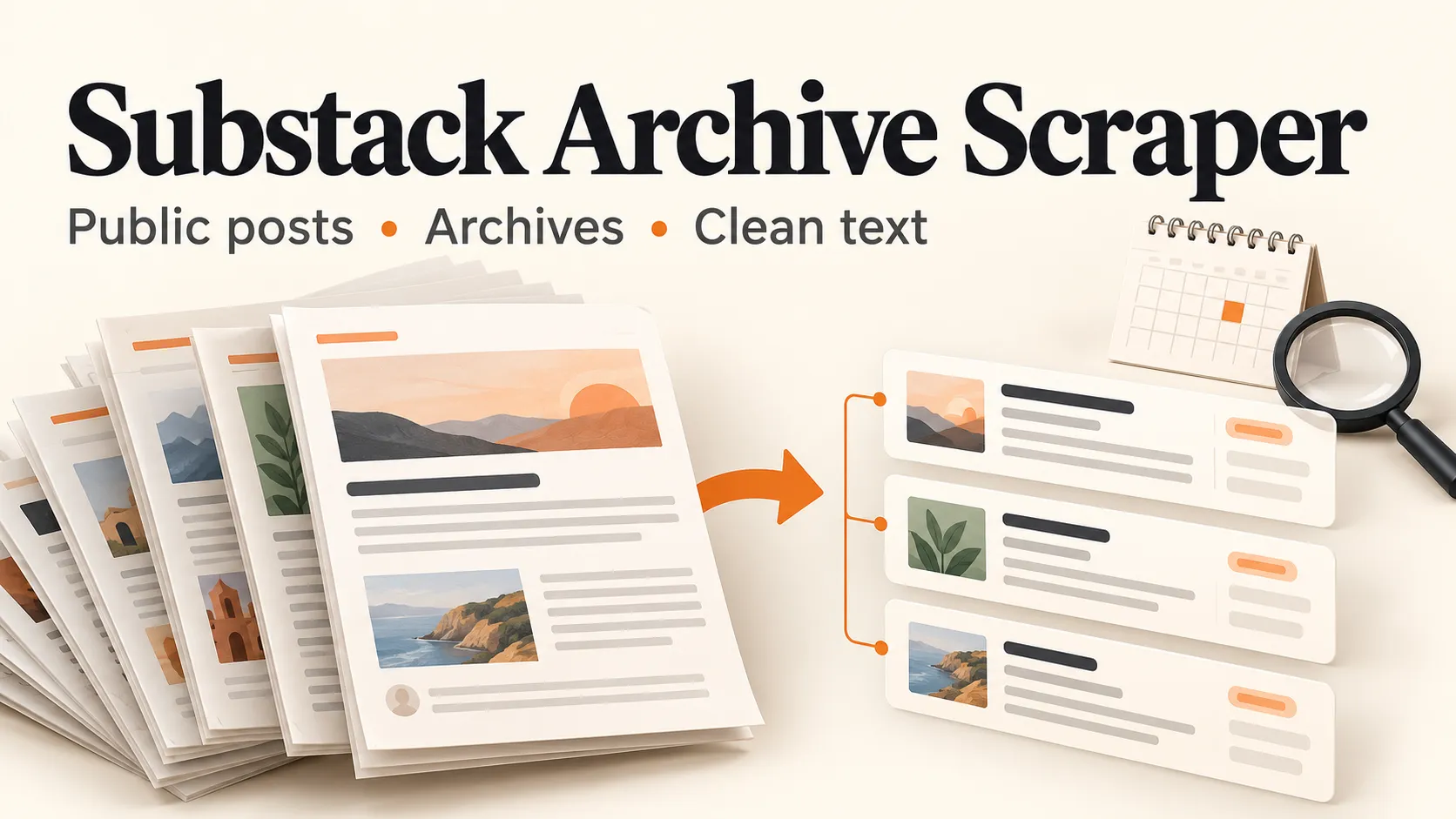 Substack Archive Scraper — generated newsletter archive illustration