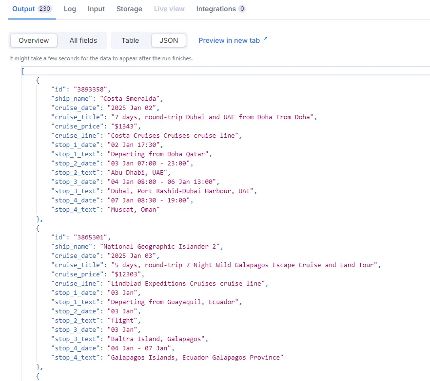 Example output