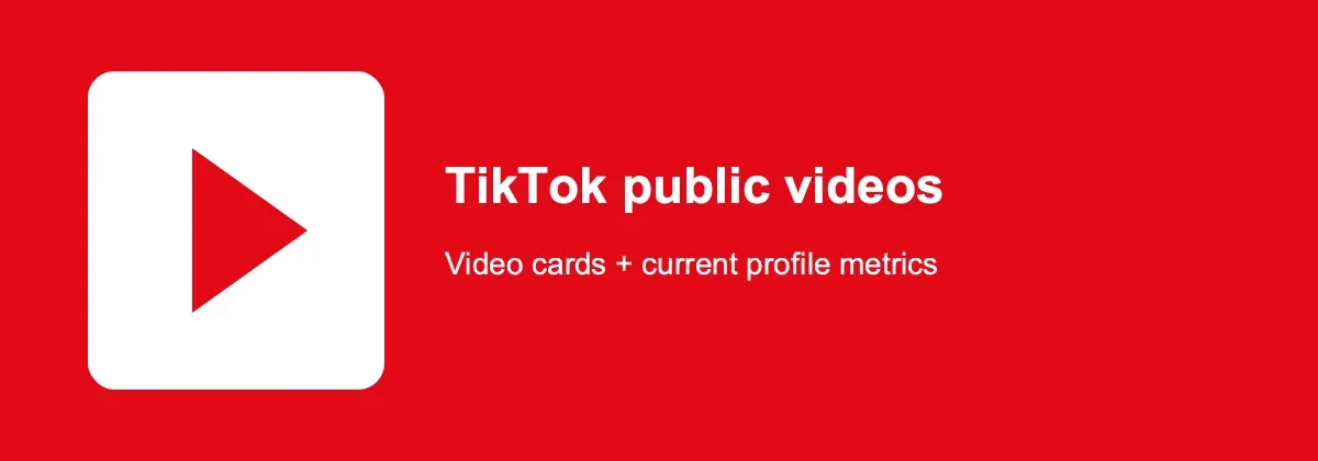 TikTok public video cards and profile metrics