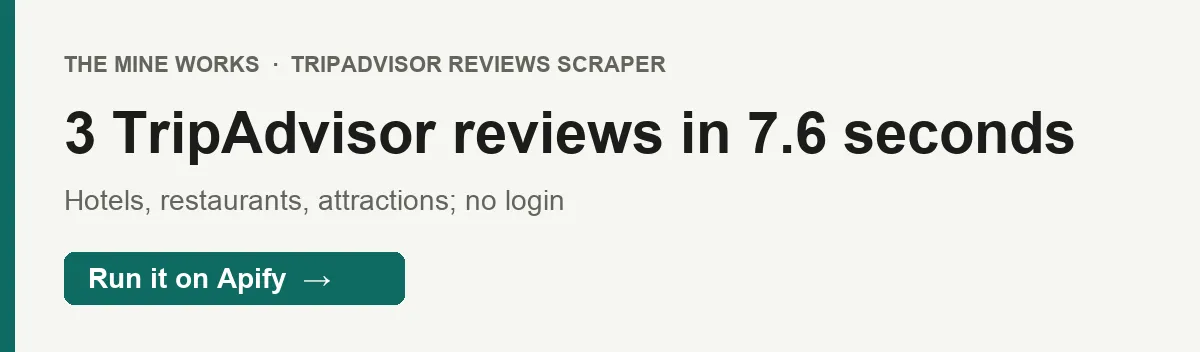 3 TripAdvisor reviews in 7.6 seconds