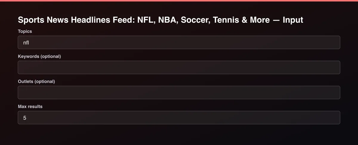 Sports News Headlines Feed: NFL, NBA, Soccer, Tennis & More input form