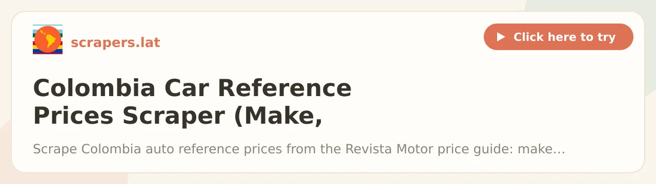 Colombia Car Reference Prices Scraper (Make, Model & Year)