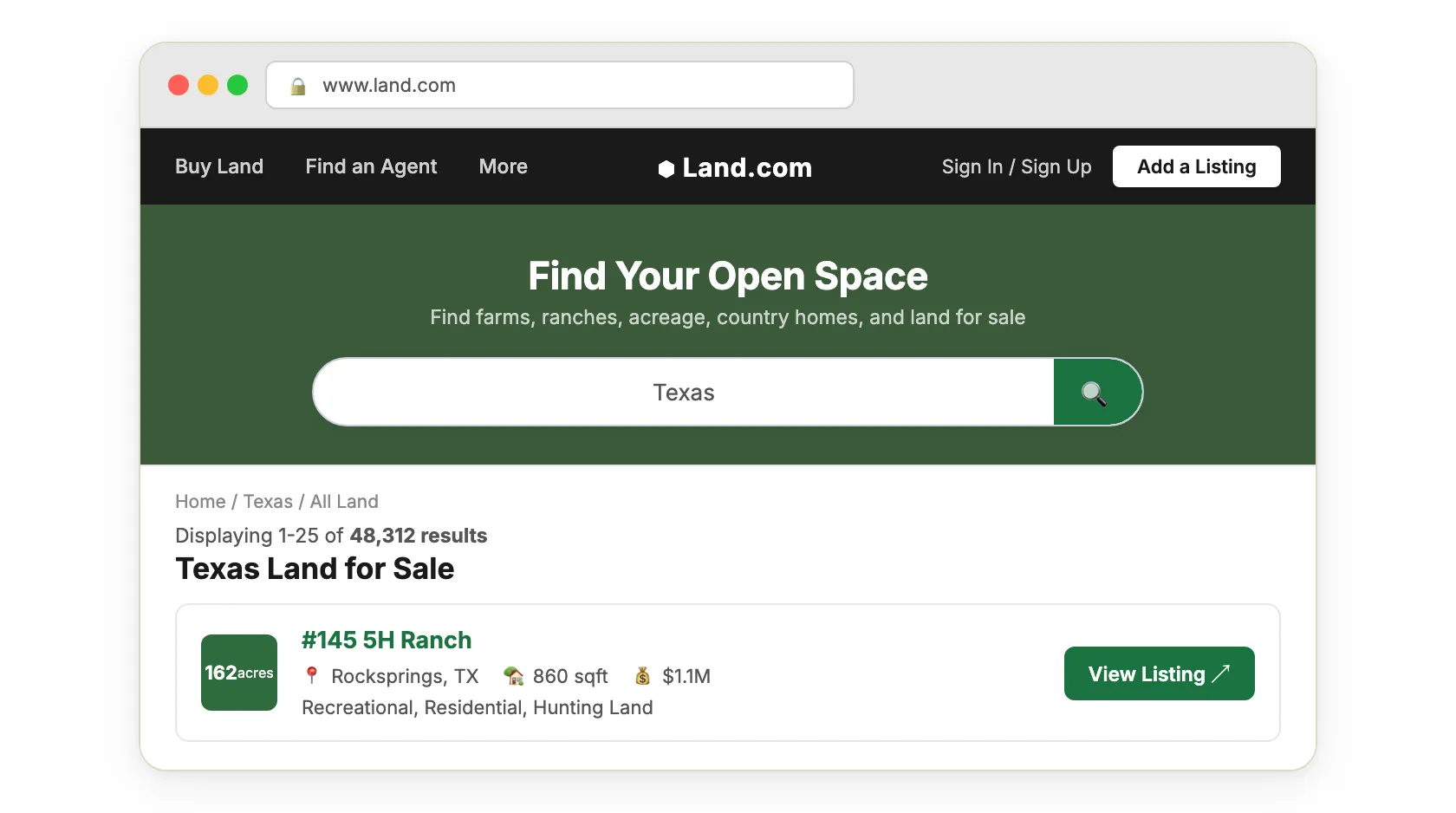 Land.com — property listings this Actor scrapes