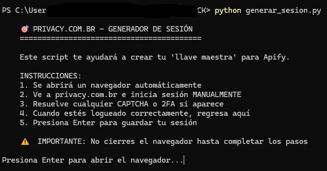 Terminal Ejecutando Script