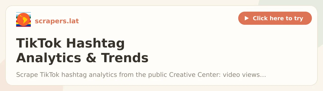 TikTok Hashtag Analytics & Trends Scraper
