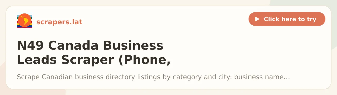 N49 Canada Business Leads Scraper (Phone, Email, Address)
