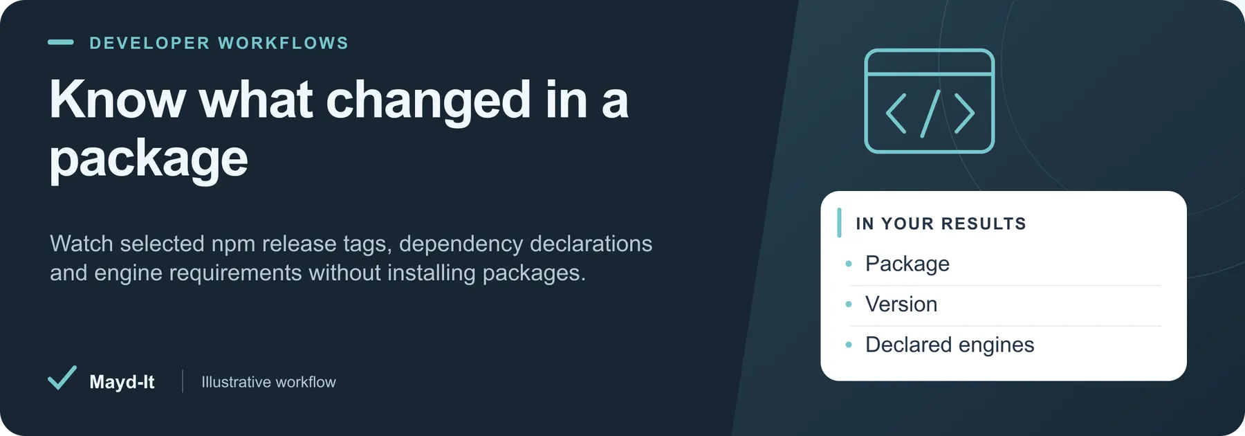 Know what changed in a package — illustrative workflow