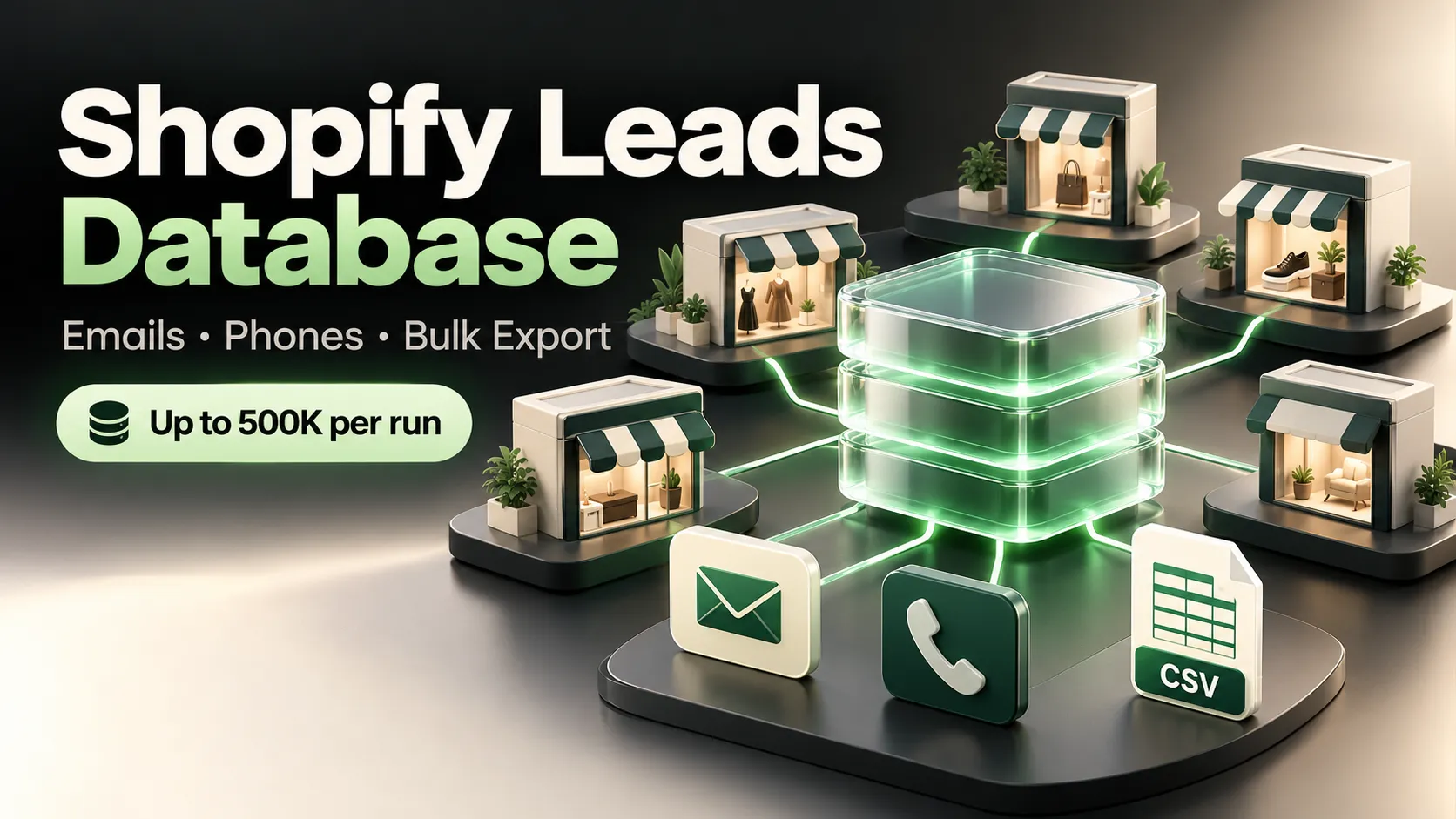 Shopify Leads Database — generated illustration of ecommerce contacts and bulk export