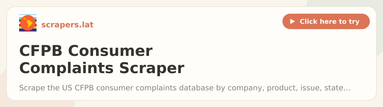 CFPB Consumer Complaints Scraper