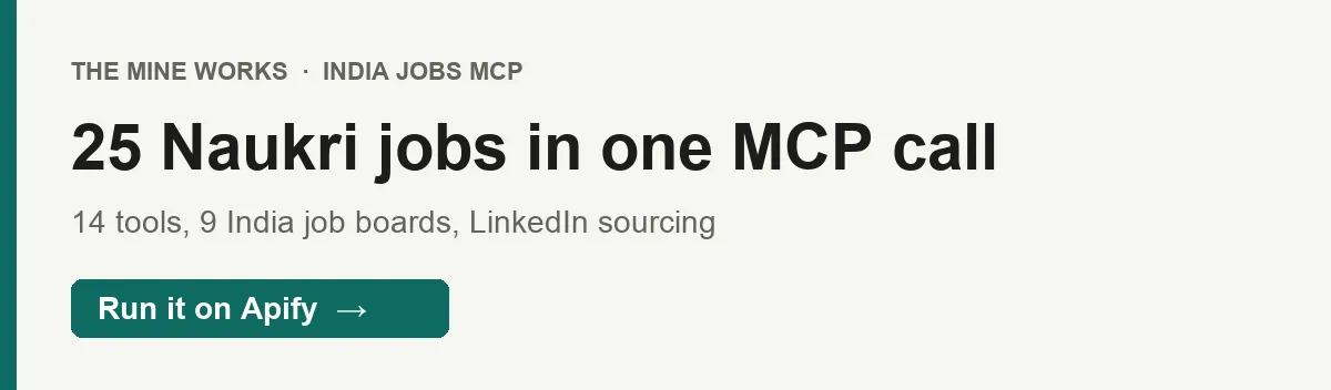 25 Naukri jobs in one MCP call