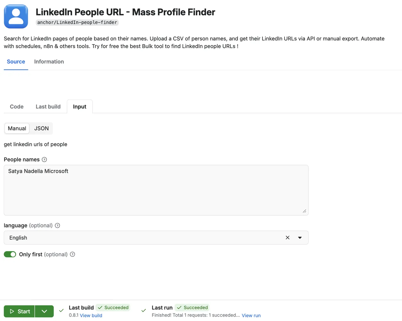 Only first result option