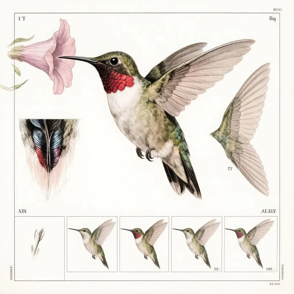 AI generated scientific illustration plate of a hummingbird — Hunyuan Image 3