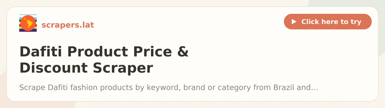 Dafiti Product Price & Discount Scraper (Brazil, Colombia)